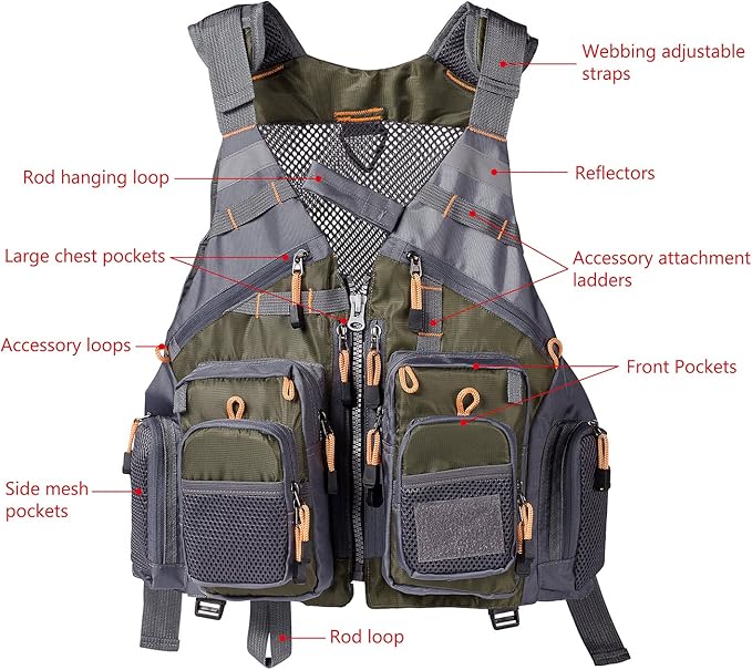 BASSDASH Strap Fishing Vest Adjustable